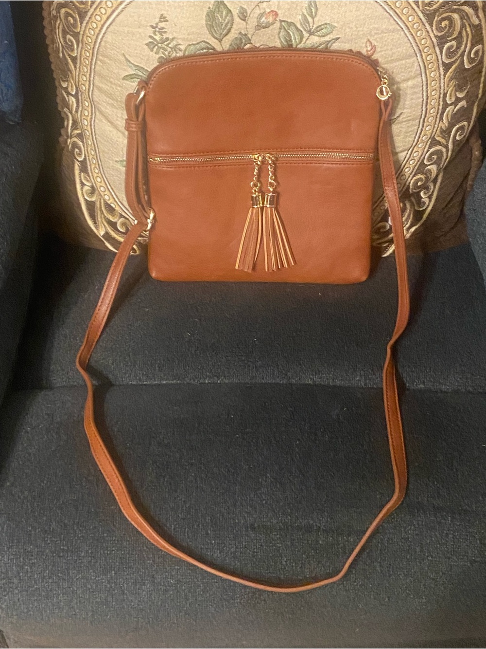 Classic Tassel Crossbody Bag in Cognac Brown
